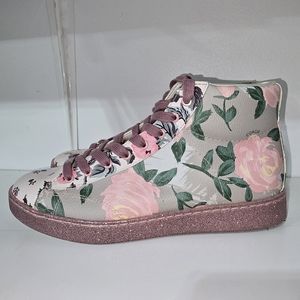 Coach C204 Floral Rose Print High Top Sneakers